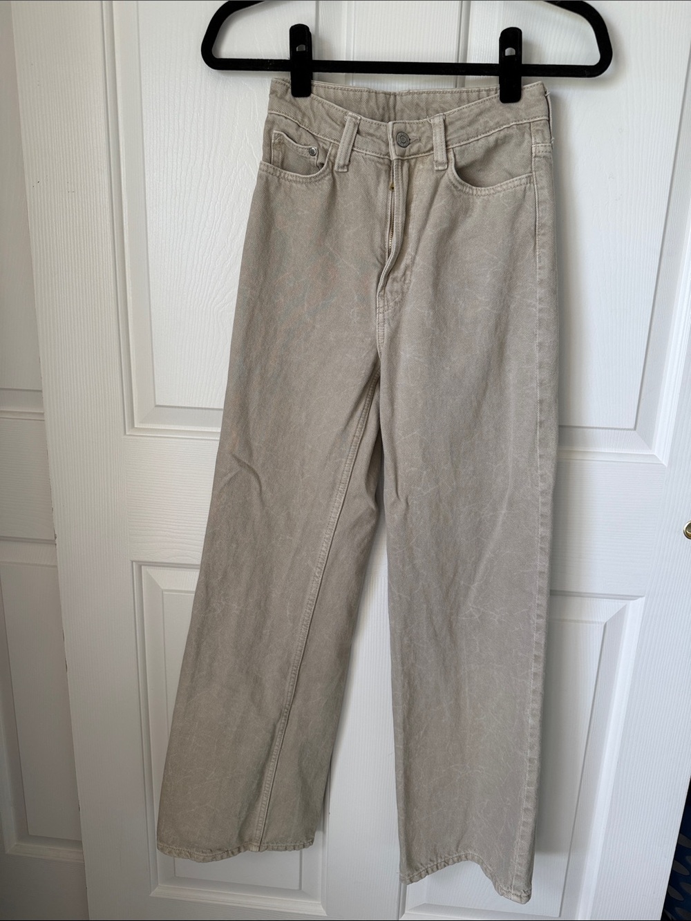 H&M Neutral Beige Wide-Leg Jeans